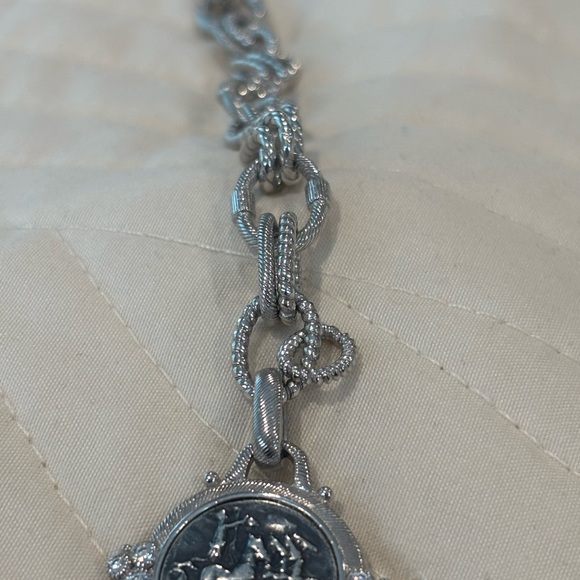 Judith Ripka Sterling Silver Ancient Roman Coin Dangle Bracelet 6.5" - - Picture 7 of 13